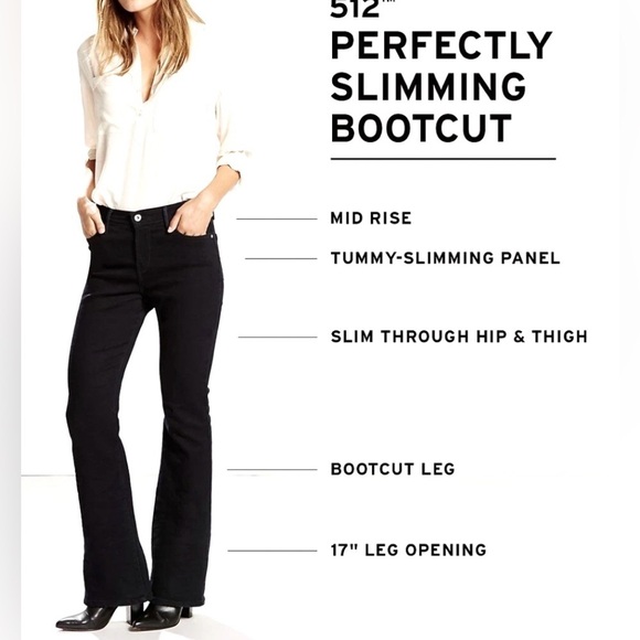 Levi's 512 Perfectly Slimming Bootcut Jeans Women's 8 Dark Wash Midrise Comfort - Picture 14 of 15